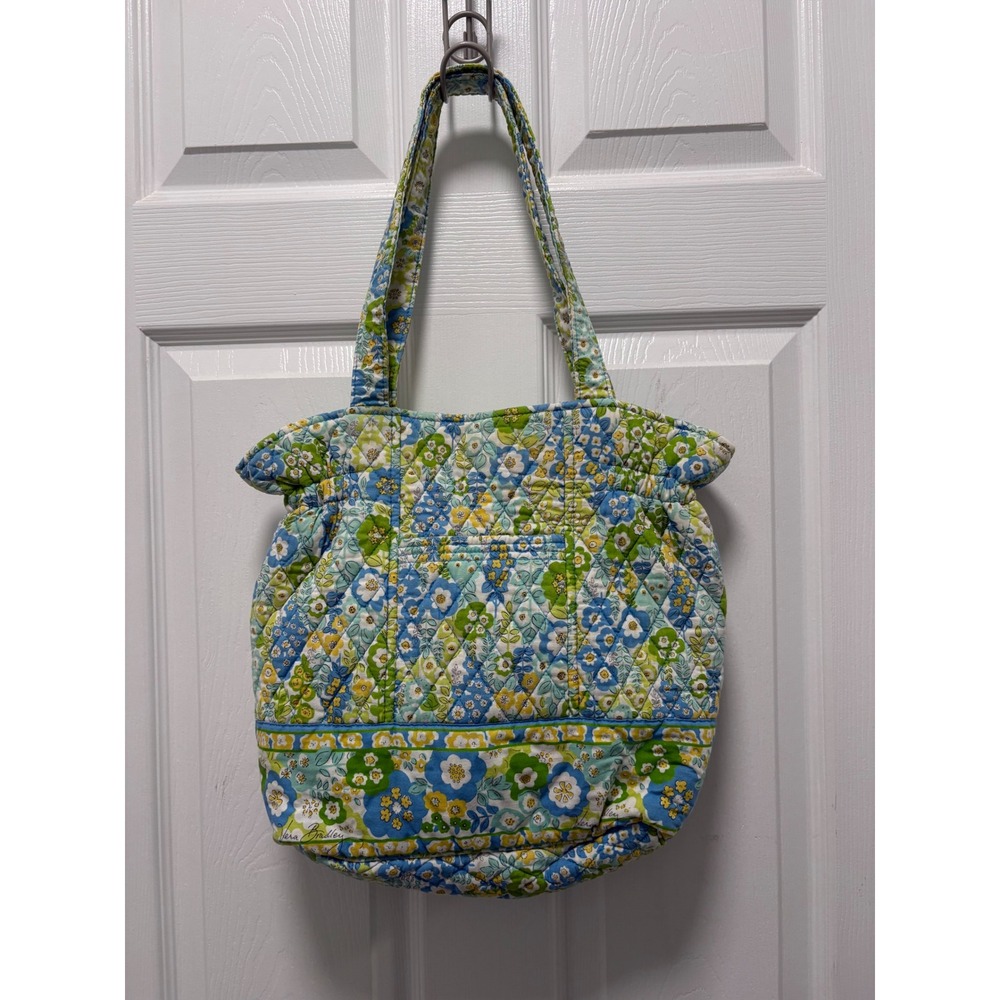 Vera Bradley Tote Bag Womens Medium Blue Green Milli Floral Quilted Good